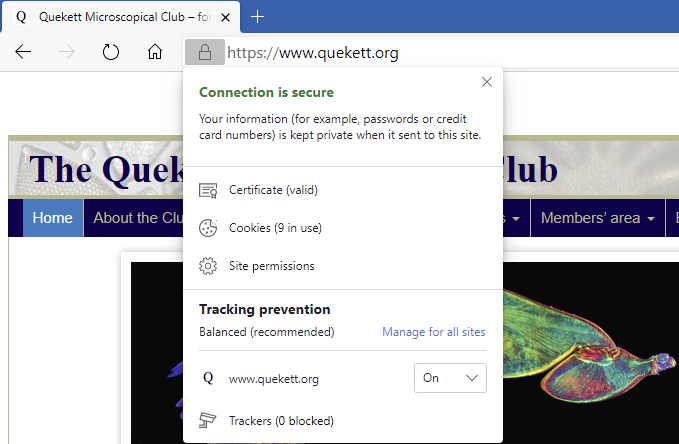 Security information for https://www.quekett.org/