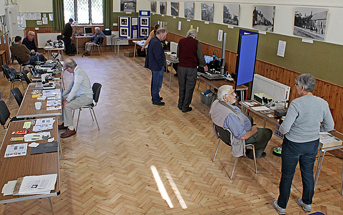 Exhibits and members in the Main Hall