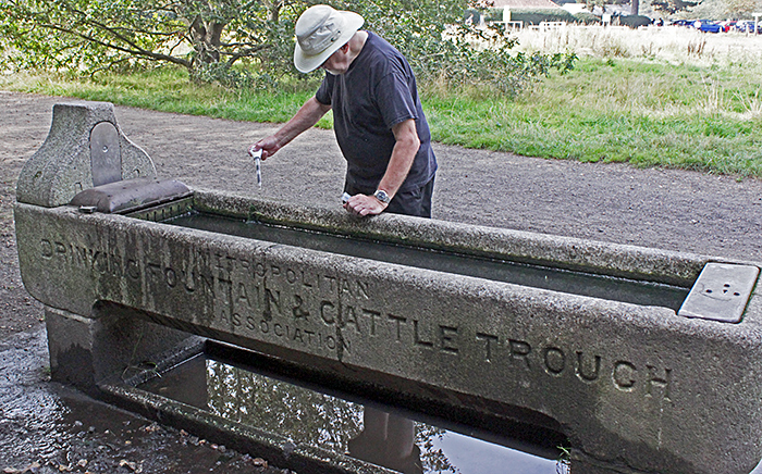 Paul Smith collecting from cattle trough