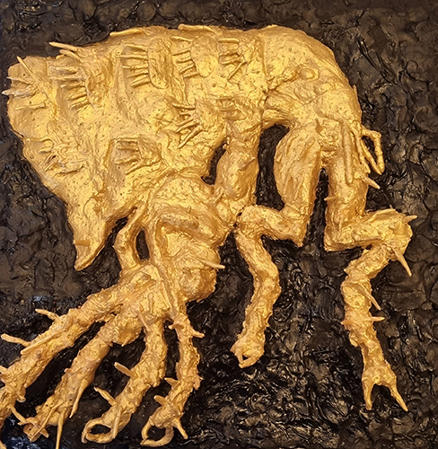 Robert Ratford: Gold female flea (Pulex irritans)