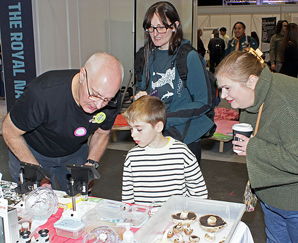 Mark Papp with visitors