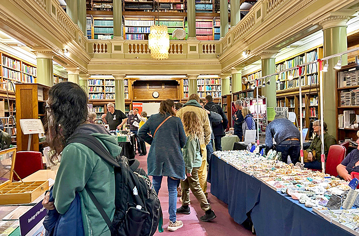 Looking into the library from our display table