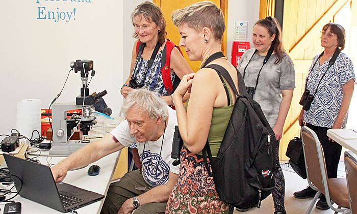 Graham Matthews with visitors