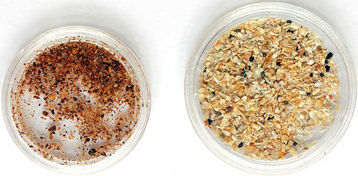 Sand samples in coin capsules